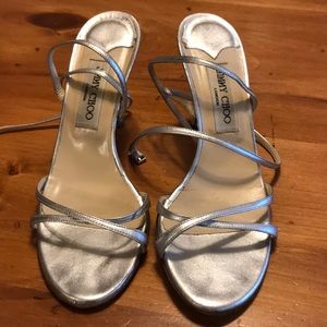 Jimmy Choo Metallic Silver Strappy Sandals Sz 39